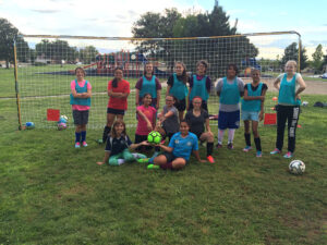 GOS Donation 04 Albuquerque AYSO Gear Delivery - Full Sized Soccer Goal with Girls AYSO Team