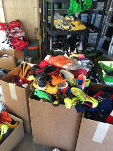 GOS Gear Collection - Gift of Soccer Foundation Sorting of Donated Soccer Gear