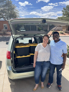 GOS Gear Delivery - Eddie Tokpa and wife received gear from the Gift of Soccer Foundation Team to take to Uganda