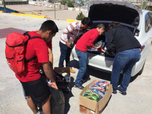 Gear Delivery - Mexican Volunteers delivering Gift of Soccer Gear