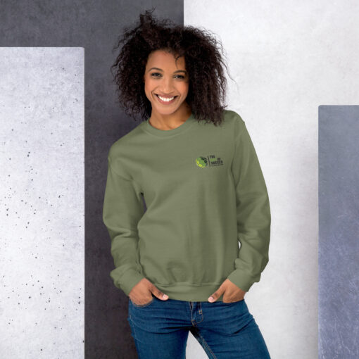 unisex crew neck sweatshirt military green front 66a69c8e66439